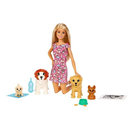 barbie with dog that has puppies