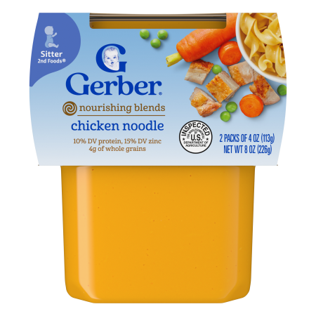 GERBER 2nd Foods Mealtime for Baby PowerBlend Chicken Noodle 2 - 4oz Tubs