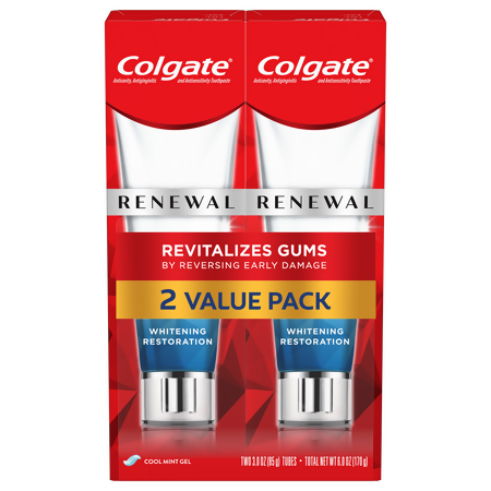 Colgate Renewal Gum Toothpaste, Whitening Restoration - Cool Mint Gel Formula (3.2 ounce)