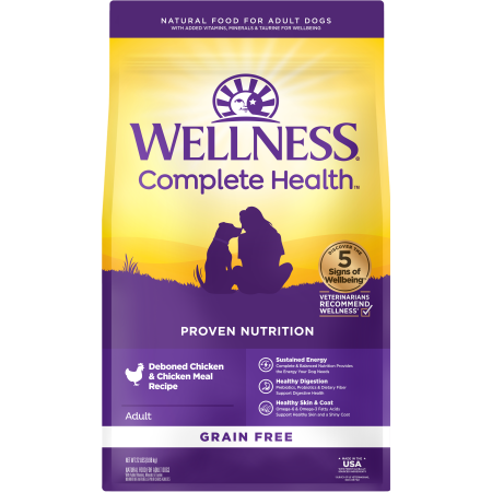 Wellness Complete Health Dry Dog Food, Grain Free, Natural, Chicken Recipe, (22-Pound Bag)