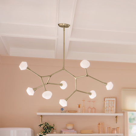 Cassius 52.5 with Opal Glass inch 8 Light Convertible Chandelier with Opal Glass in Champagne Bronze