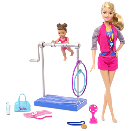 barbie careers brunette gymnastics coach doll and playset