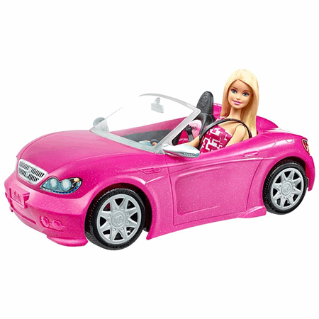 barbie doll and glam convertible